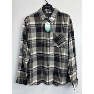 Jackson Hole Men's Plaid Button Down Collared Flannel Shirt‎ 100% Cotton, Size L